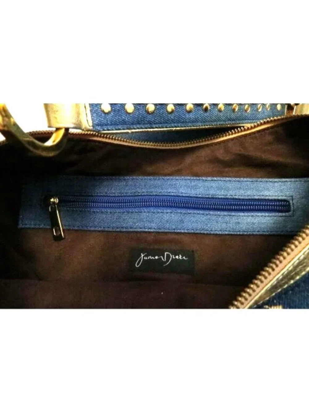 Junior Drake Hobo Sling Purse Bag Studded Denim  Urban Gold Splash Paint